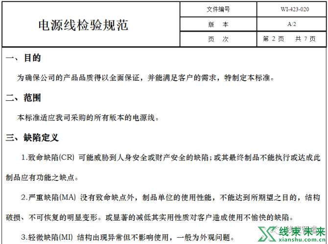 新知达人, 电源线检验规范